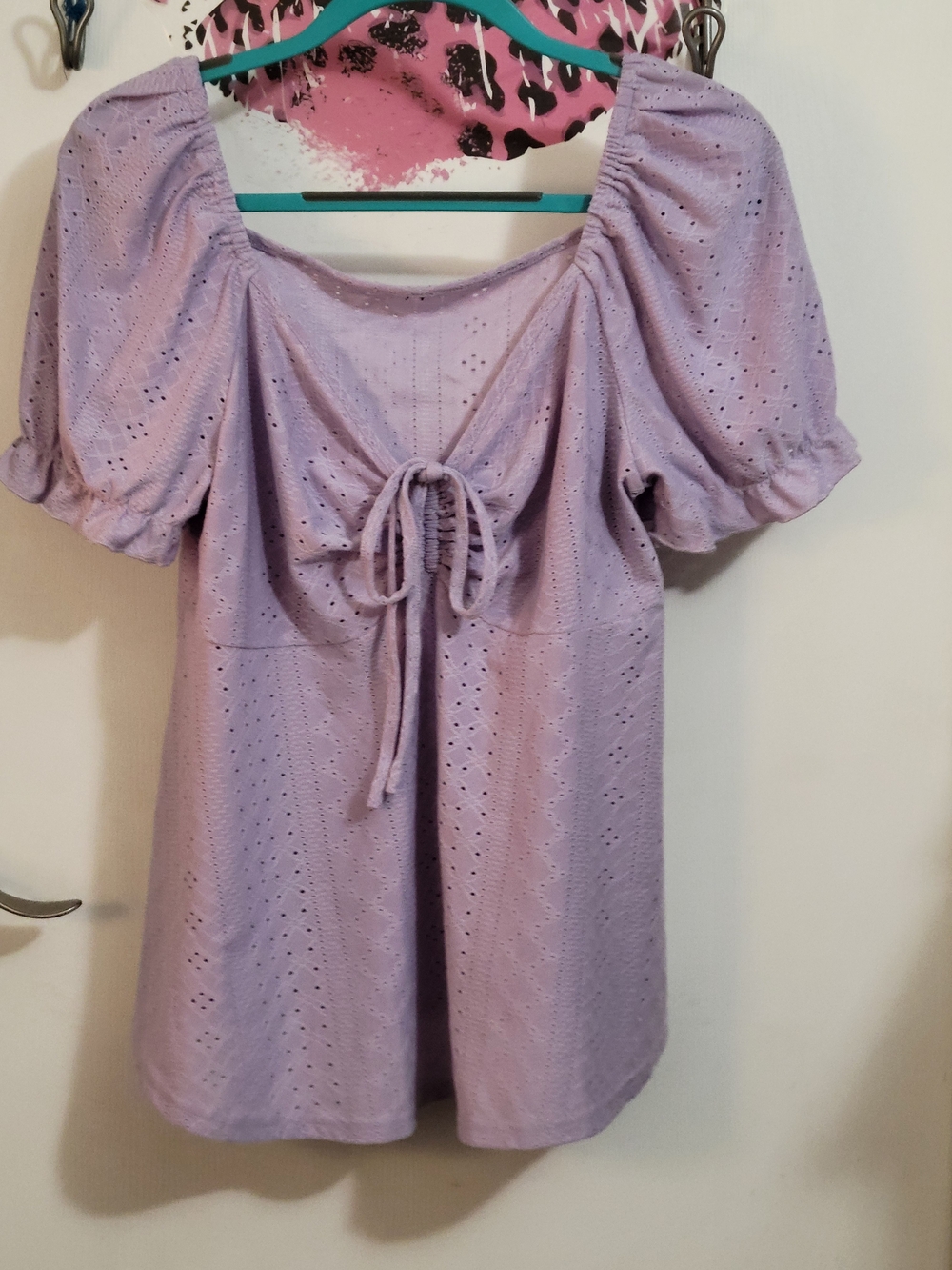 Lavender Eyelet Puff-Sleeve Dress